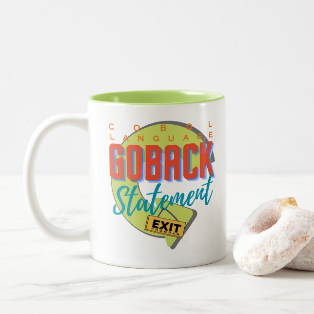Caneca De Café Em Dois Tons Linguagem de Programação Cobol Declaração GOBACK (Com Donut)