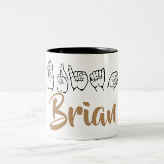 Caneca De Café Em Dois Tons Linguagem gestual americano Fingerspelled Brian do