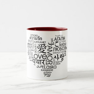 Caneca De Café Em Dois Tons Línguas do coração do amor