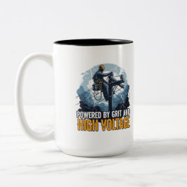 Caneca De Café Em Dois Tons Linha de Reparo de Tempestade Lineman Alta Tensão
