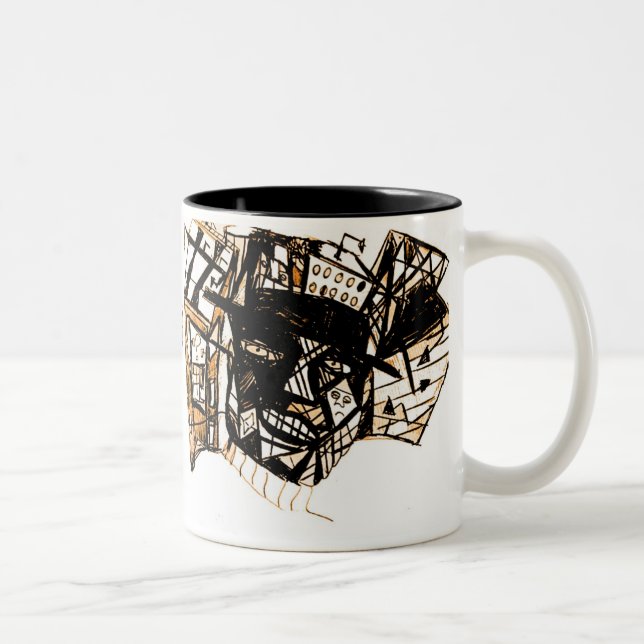 Caneca De Café Em Dois Tons linha face branca (Direita)