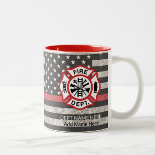 Caneca De Café Em Dois Tons Linha Vermelha Fina, Bombeiro Coffee Mug, Bombeiro