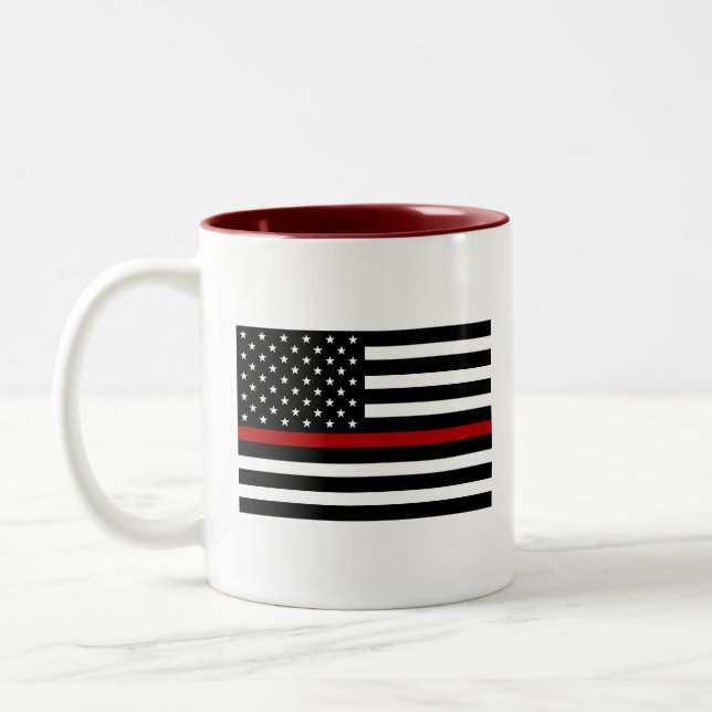 Caneca De Café Em Dois Tons Linha vermelha fina dois caneca do (Esquerda)