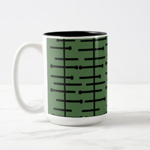 Caneca De Café Em Dois Tons Linhas Atômicas Verdes