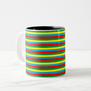 Caneca De Café Em Dois Tons Linhas de padrões do símbolo do país com bandeira