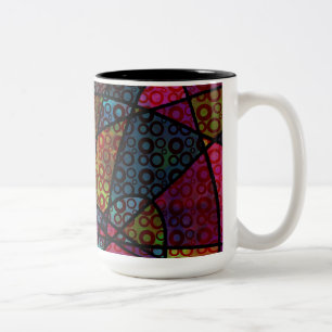 Caneca De Café Em Dois Tons Linhas Negras Negrito e Texturas Abstrato multicol