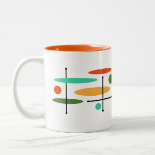 Caneca De Café Em Dois Tons Linhas Ponto Oval Retroativas