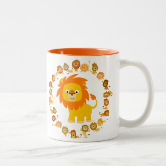 Caneca De Café Em Dois Tons Lion Mandala Mug, um desenho animado