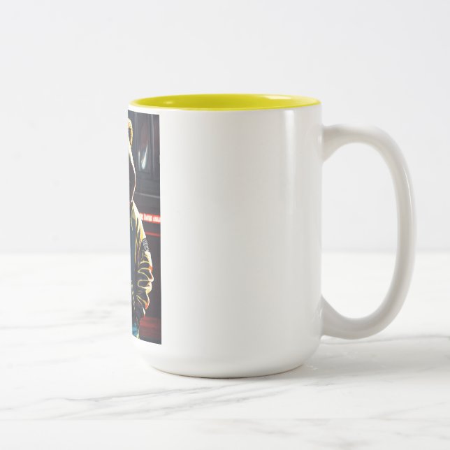 Caneca De Café Em Dois Tons "Lion Mug feroz e sem carinho" (Direita)