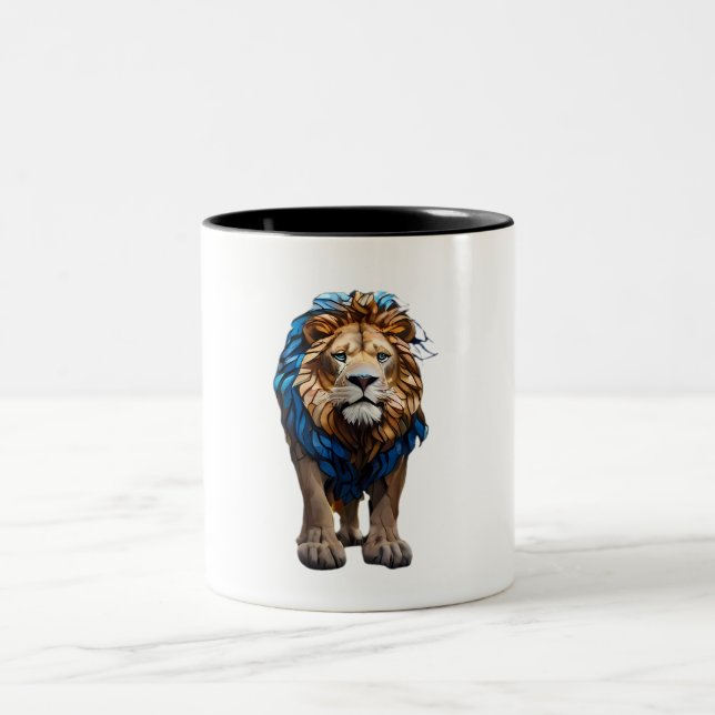 Caneca De Café Em Dois Tons Lion Mug Mosaico Design (Centro)
