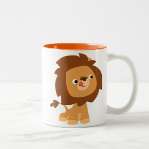 Caneca De Café Em Dois Tons Lion Mug, um cartoon ganancioso