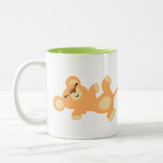Caneca De Café Em Dois Tons Lioness de desenho animado e preguiçoso