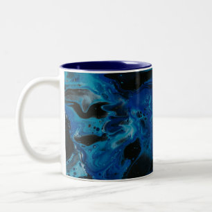 Caneca De Café Em Dois Tons Líquido psicodélico azul escuro