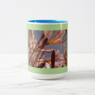 Caneca De Café Em Dois Tons Lírio do rosa do céu azul