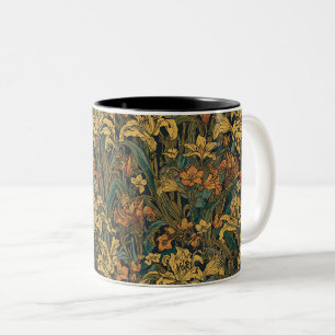 Caneca De Café Em Dois Tons Lírio Dourado Vintage Pré-Rafaelita de William Mor