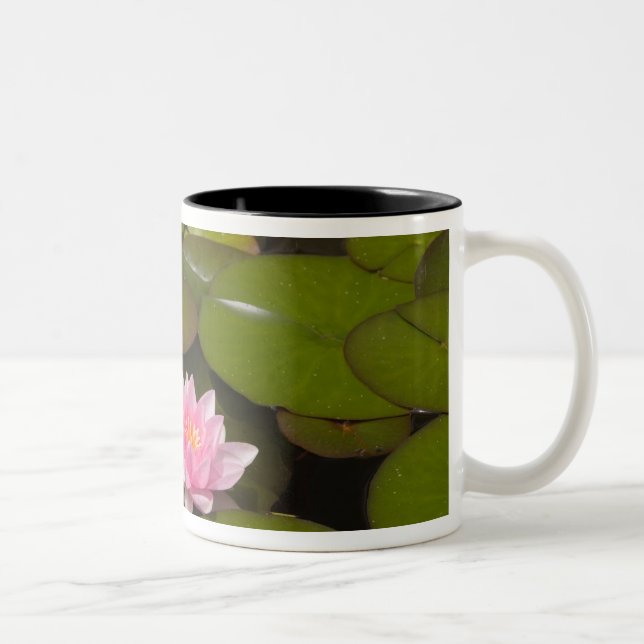 Caneca De Café Em Dois Tons Lírios de água floridos (Direita)
