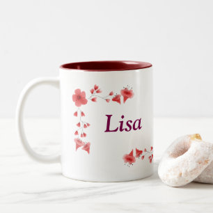 Caneca De Café Em Dois Tons Lisa name Mug - Taça de Café Personalizada com Uma