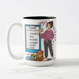 Caneca De Café Em Dois Tons Lista de Tarefas da Mamãezen - Ilustração de Mãe F