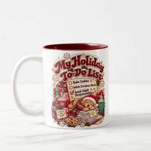 Caneca De Café Em Dois Tons Lista de Tarefas Engraçadas de Natal Cachorro Sarc