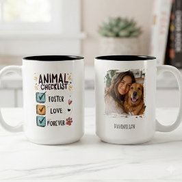 Caneca De Café Em Dois Tons Lista de verificação de animais resgatados e cuida