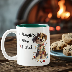Caneca De Café Em Dois Tons Lista de verificação de Papais noeis de papoila tr