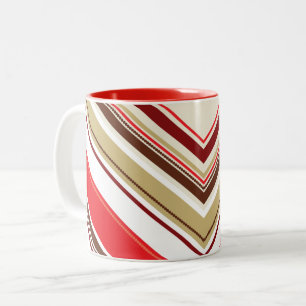 Caneca De Café Em Dois Tons LISTRA DE NATAL festivo moderno vermelho dourado m