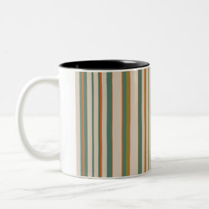 Caneca De Café Em Dois Tons Listrada Decorativa