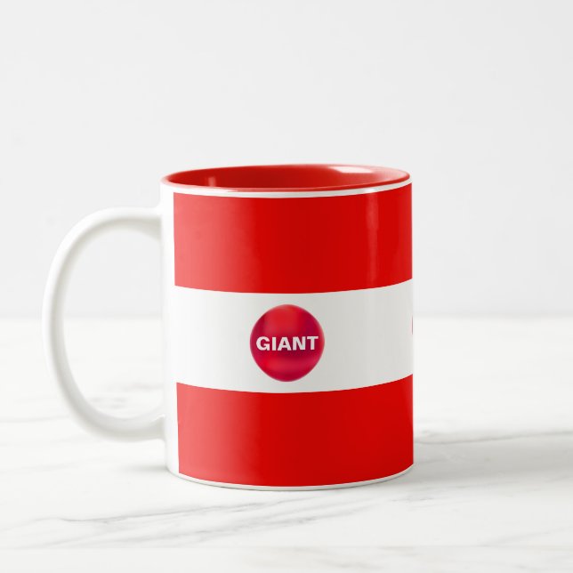 Caneca De Café Em Dois Tons Listrado de Vermelho e Branco (Esquerda)