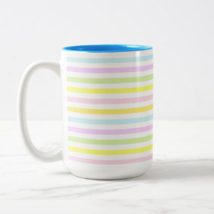 Caneca De Café Em Dois Tons Listras Bonitas em Cores Pastel