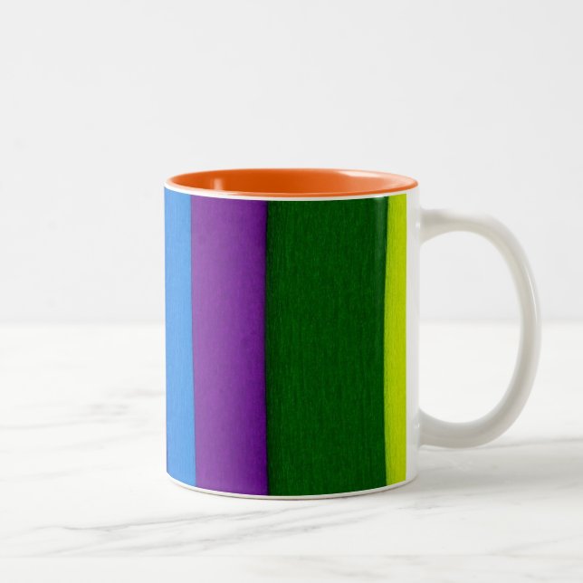 Caneca De Café Em Dois Tons Listras brilhantes do arco-íris (Direita)
