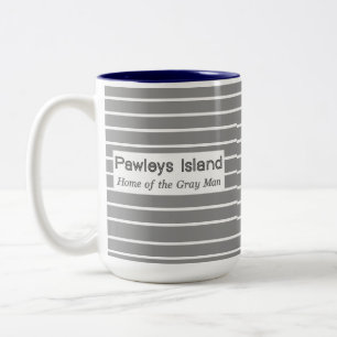 Caneca De Café Em Dois Tons Listras cinzentas do homem da ilha de Pawleys