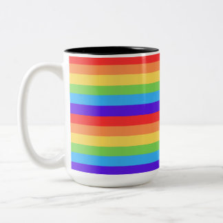 Caneca De Café Em Dois Tons Listras Cor de Arco-íris Intensas