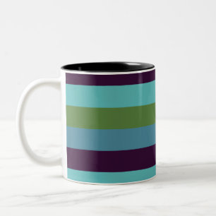 Caneca De Café Em Dois Tons Listras de harmonia costeira