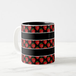 Caneca De Café Em Dois Tons Listras de Morango Preta