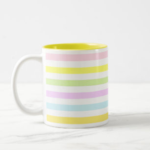 Caneca De Café Em Dois Tons Listras em Cores Pastel