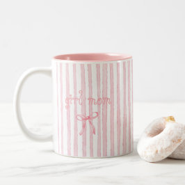 Caneca De Café Em Dois Tons Listras Rosa Personalizadas Coquette Texto Persona