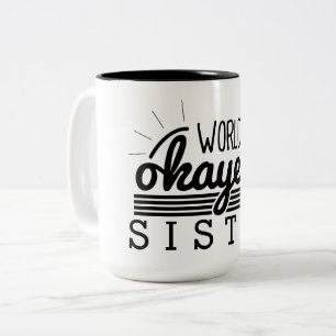 Caneca De Café Em Dois Tons Listras simples do brilho - irmã de Okayest do