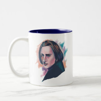 Caneca De Café Em Dois Tons Liszt Watercolor Portrait Quote