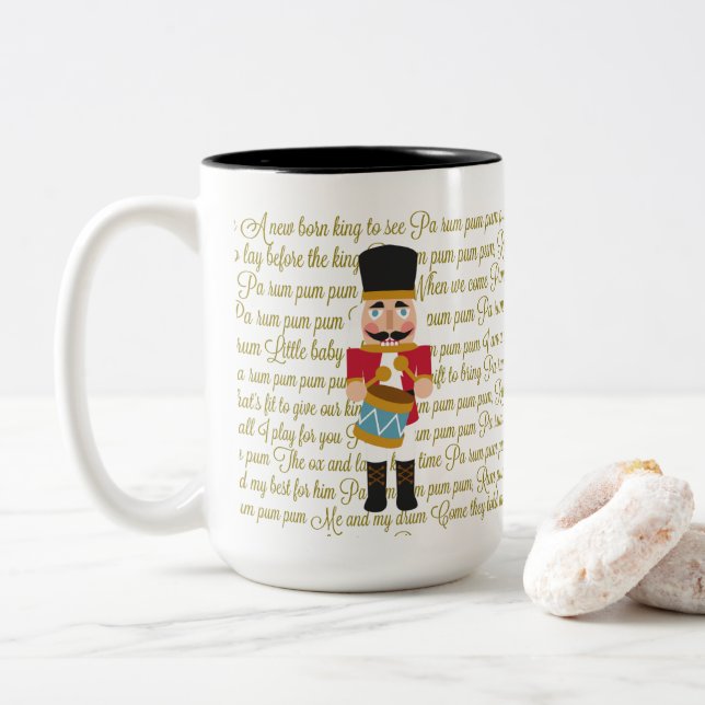 Caneca De Café Em Dois Tons Little Drummer Boy de Natal (Com Donut)
