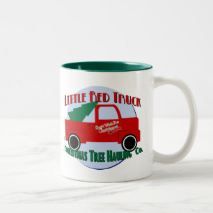 Caneca De Café Em Dois Tons Little Red Truck Empresa de Transporte de Árvore d