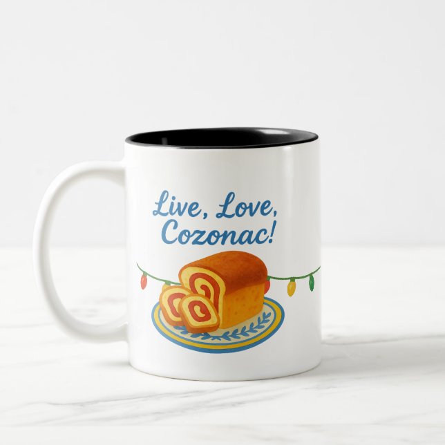 Caneca De Café Em Dois Tons Live Laugh Cozonac Romanian String lights (Esquerda)