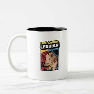 Caneca De Café Em Dois Tons Live Laugh Lesbian