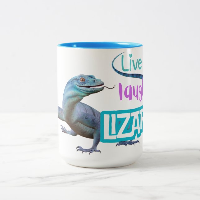 Caneca De Café Em Dois Tons Live Laugh Lizard (Centro)
