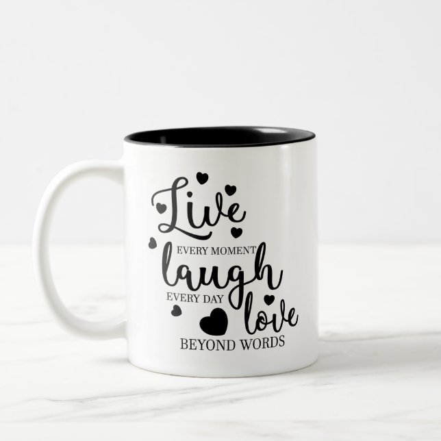 Caneca De Café Em Dois Tons Live Laugh Love (Esquerda)
