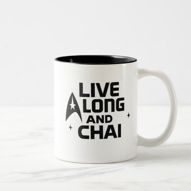 Caneca De Café Em Dois Tons Live Long and Chai (Direita)