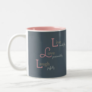 Caneca De Café Em Dois Tons Live Love Laugh