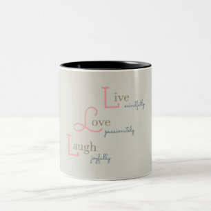 Caneca De Café Em Dois Tons Live Love Laugh