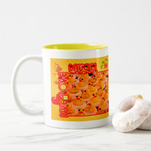 Caneca De Café Em Dois Tons Live Love Laugh Rubber Ducks Inspiração