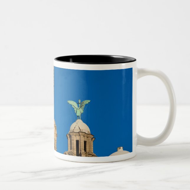 Caneca De Café Em Dois Tons Liver Building, Liverpool, Merseyside, Inglaterra (Direita)