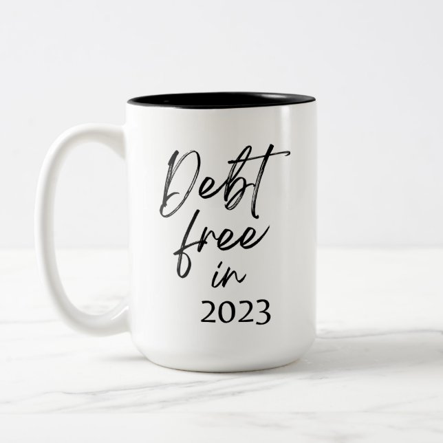 Caneca De Café Em Dois Tons Livre de Dívida em 2023 Independência financeira (Esquerda)